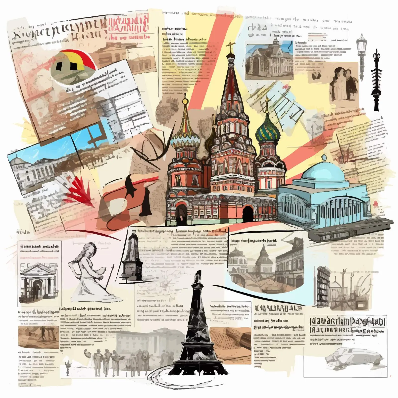Historical Newspaper Collage of Political Economy — free download from Dotvec