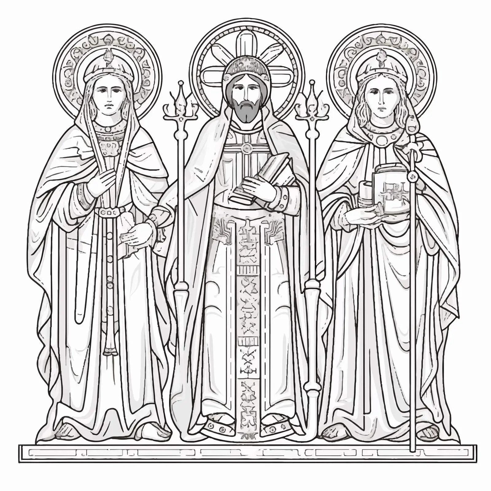 Byzantine Style Holy Trinity Religious Coloring Page — free download from Dotvec