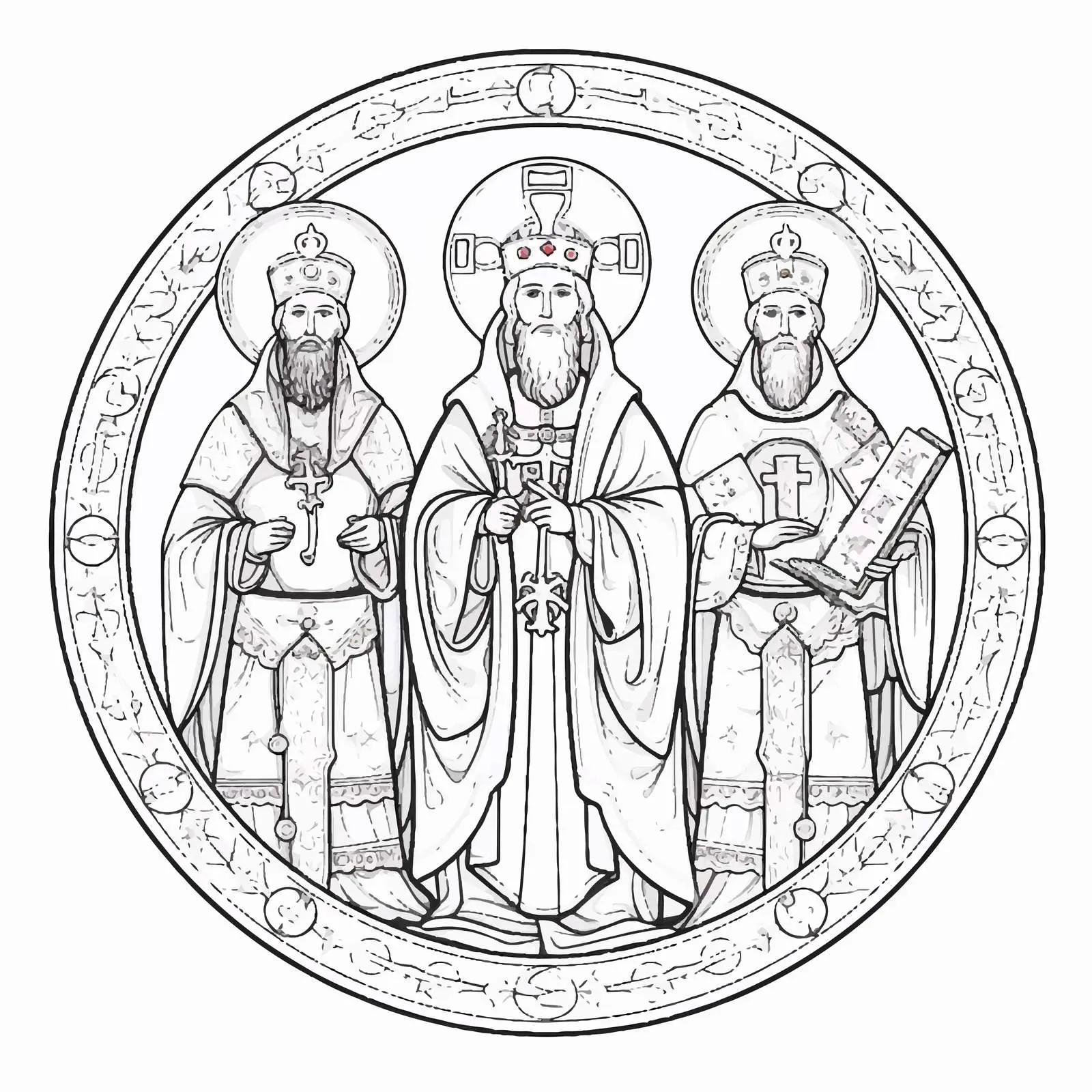Holy Trinities Byzantine Style Coloring Page — free download from Dotvec