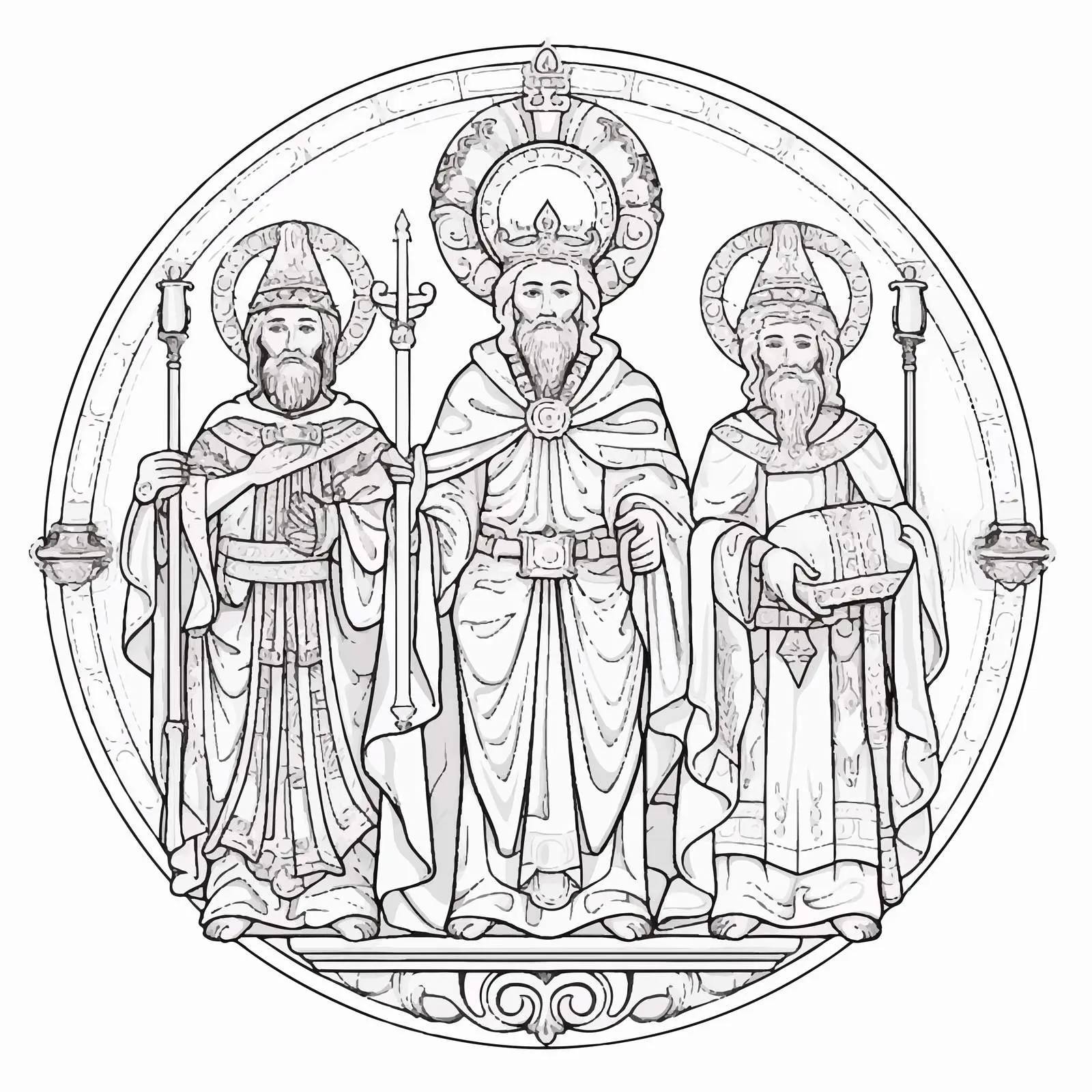 Byzantine Style Holy Trinity Coloring Page — free download from Dotvec