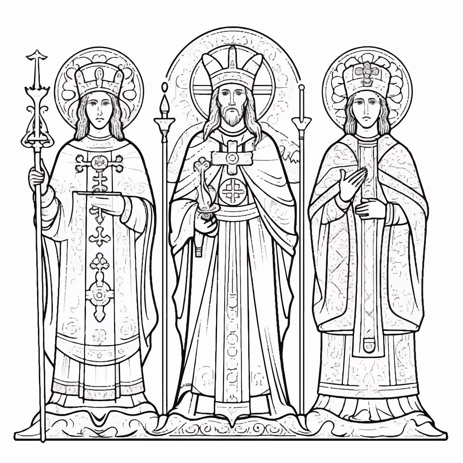 Byzantine Style Holy Trinity Coloring Page — free download from Dotvec