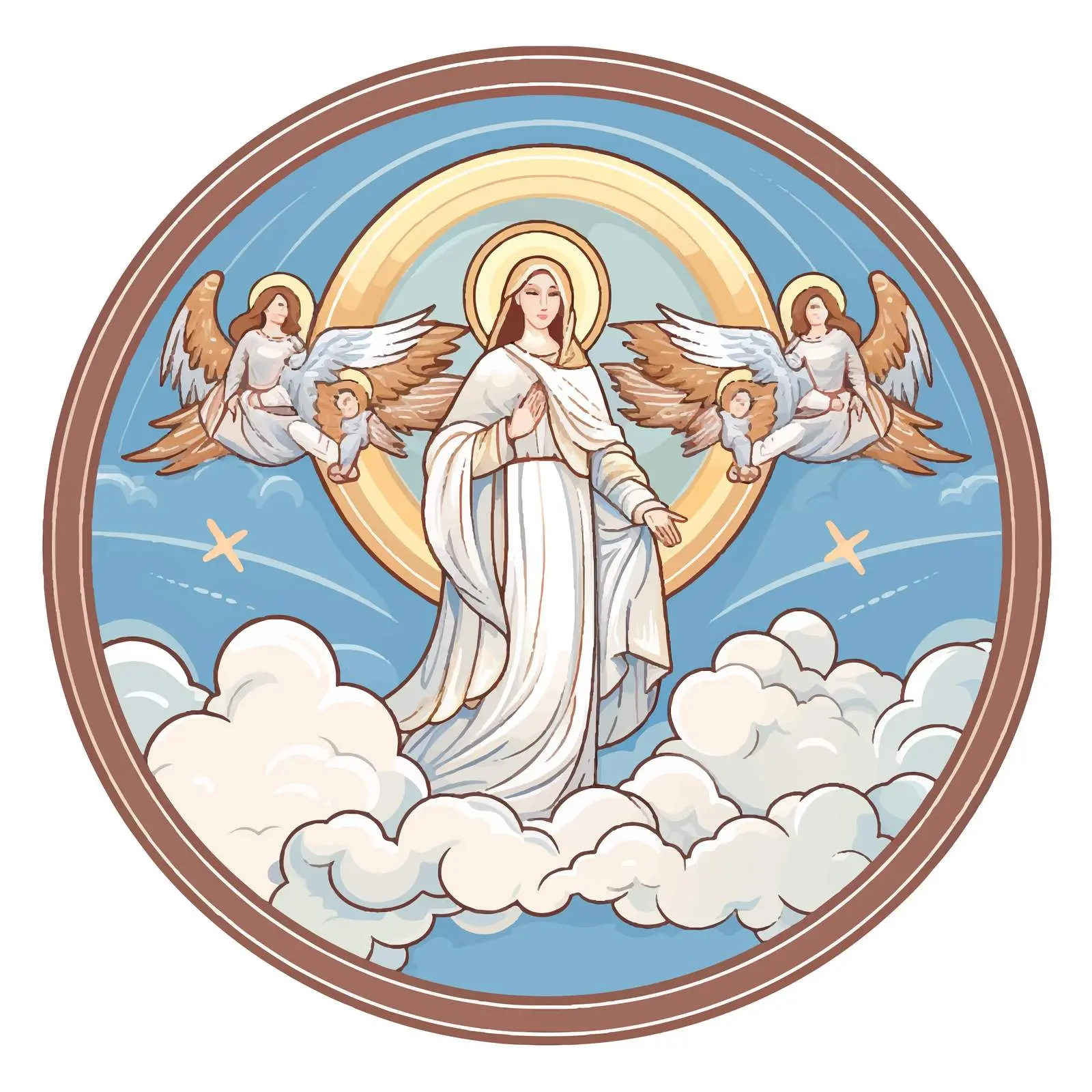 Holy Virgin Mary with Jesus Christ Illustration — free download from Dotvec