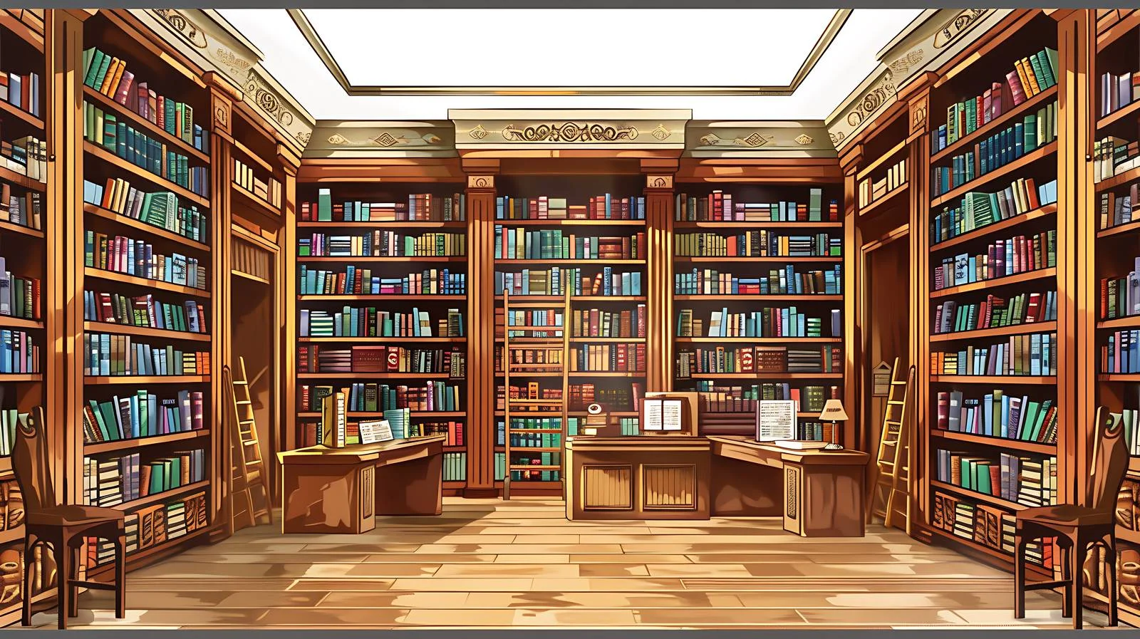 Serene Library Interior on White Background — free download from Dotvec