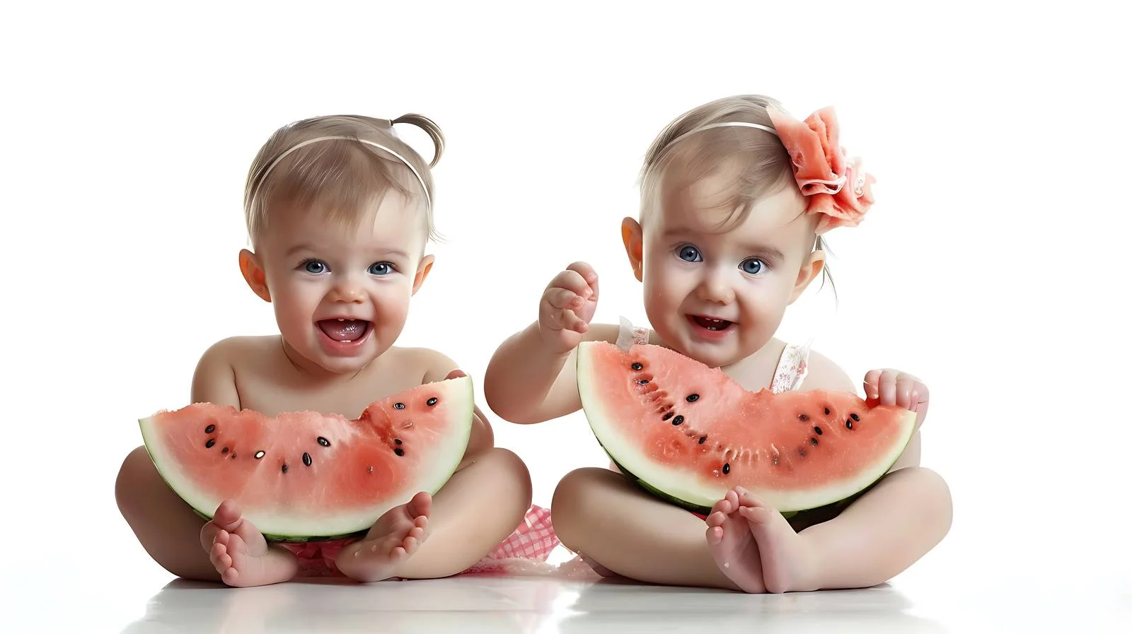 Adorable Baby Girls Enjoy Watermelon — free download from Dotvec