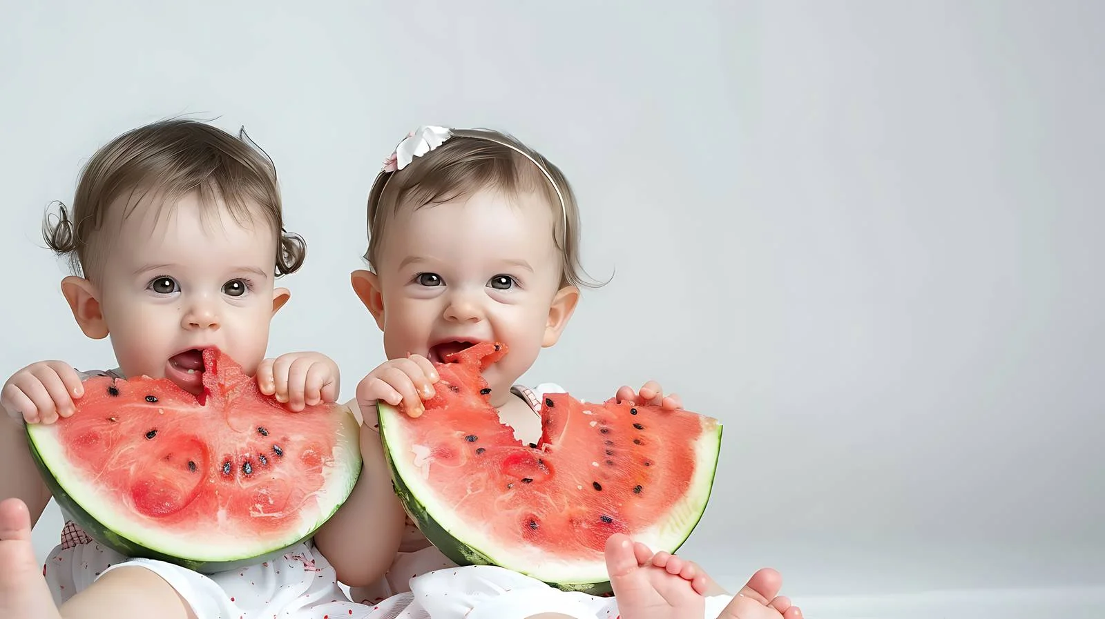 Adorable Baby Girls Enjoy Watermelon — free download from Dotvec