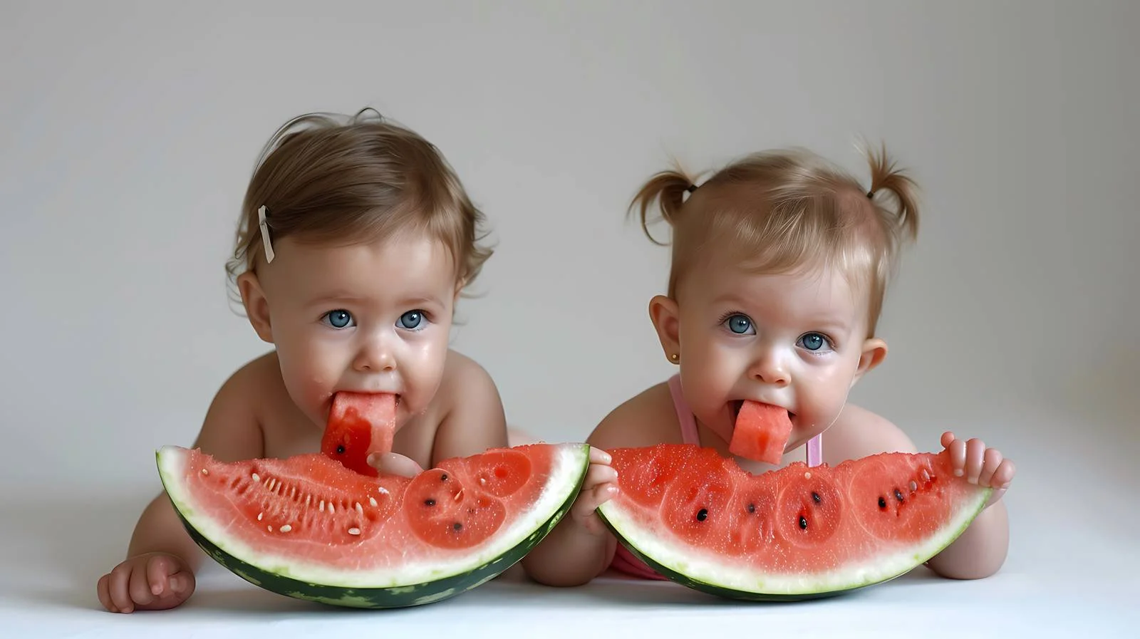 Adorable Baby Girls Eating Watermelon — free download from Dotvec