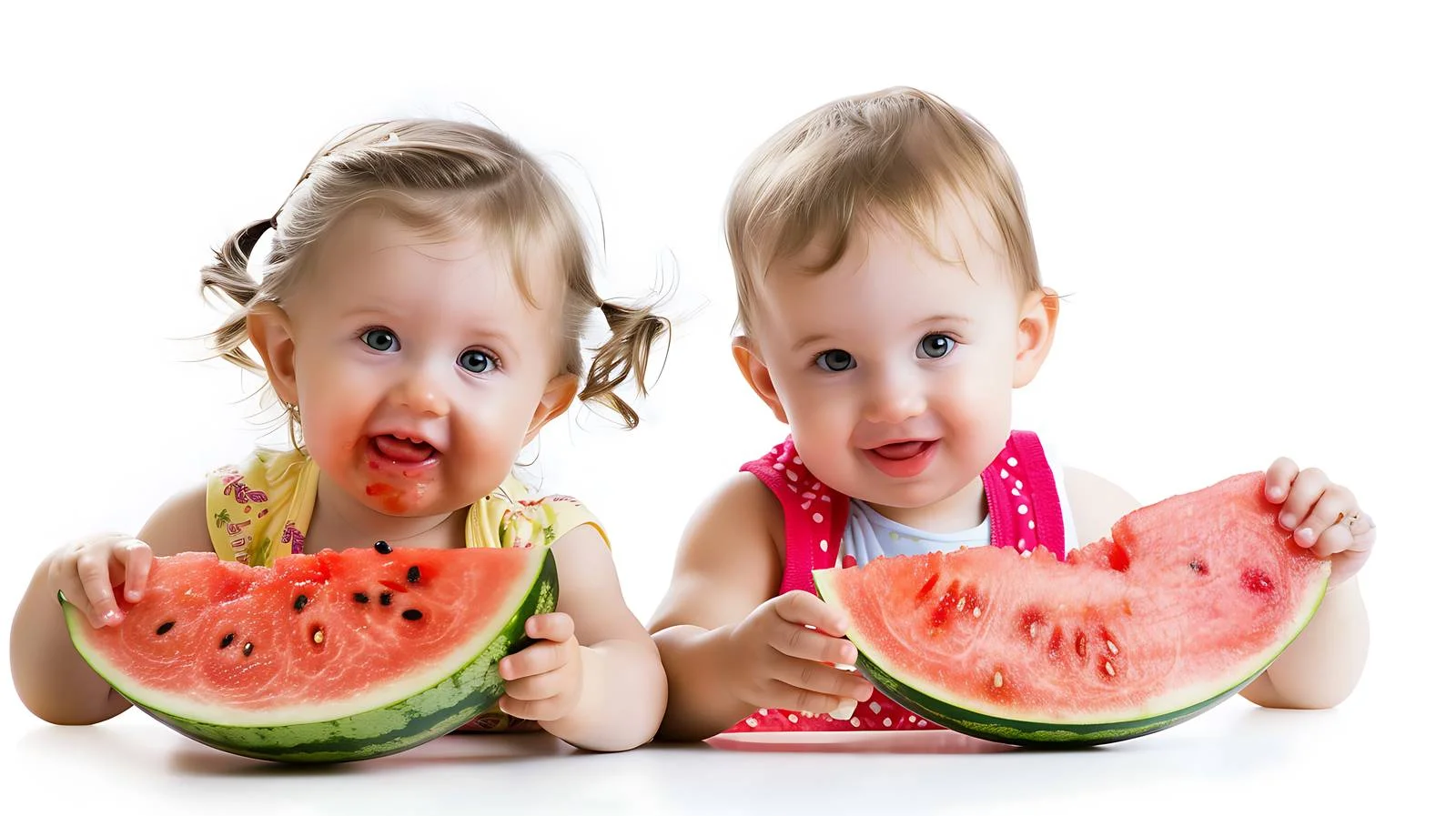 Adorable Baby Girls Enjoy Watermelon — free download from Dotvec