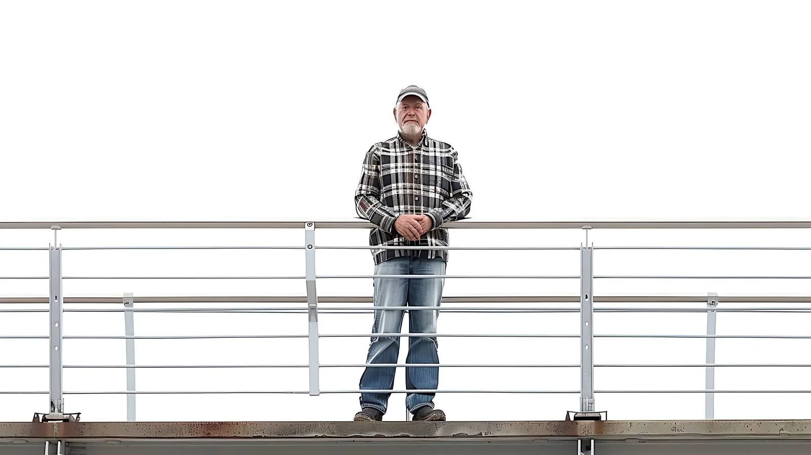 Middle-Aged Man Standing Bridge Isolated — free download from Dotvec