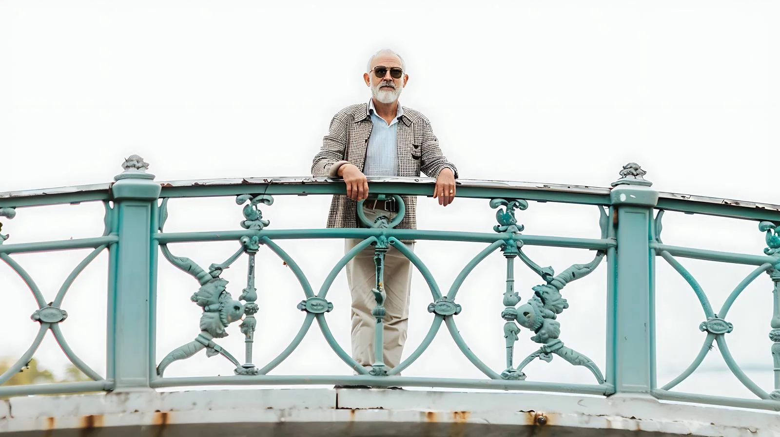 Middle-Aged Man Standing on Bridge Isolated — free download from Dotvec