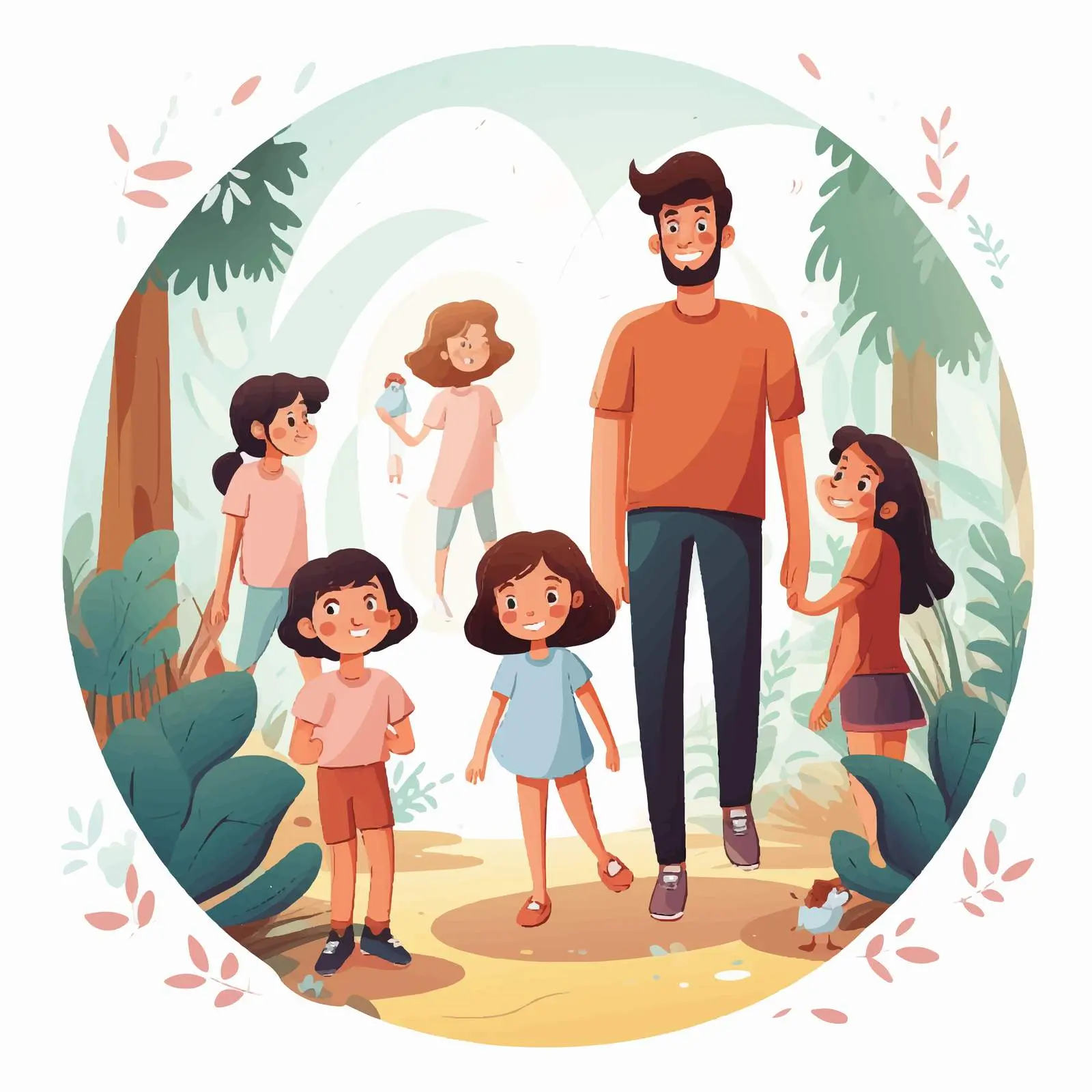 Children Practicing Social Distancing Illustration – free public spaces image from Dotvec