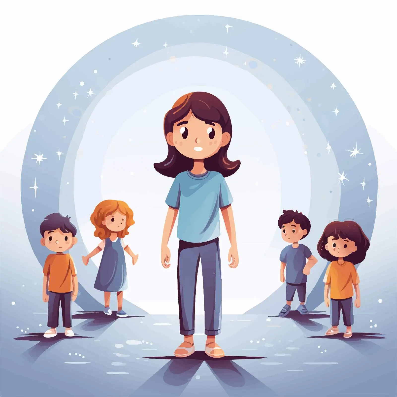 Children Practicing Social Distancing Illustrations — free download from Dotvec