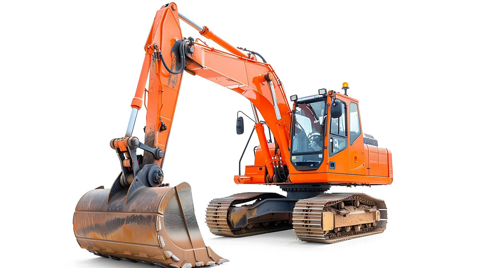 Orange Backhoe Ground Isolated White — free download from Dotvec