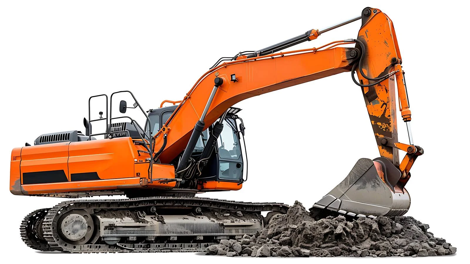 Orange Backhoe at Ground with Sunset — free download from Dotvec