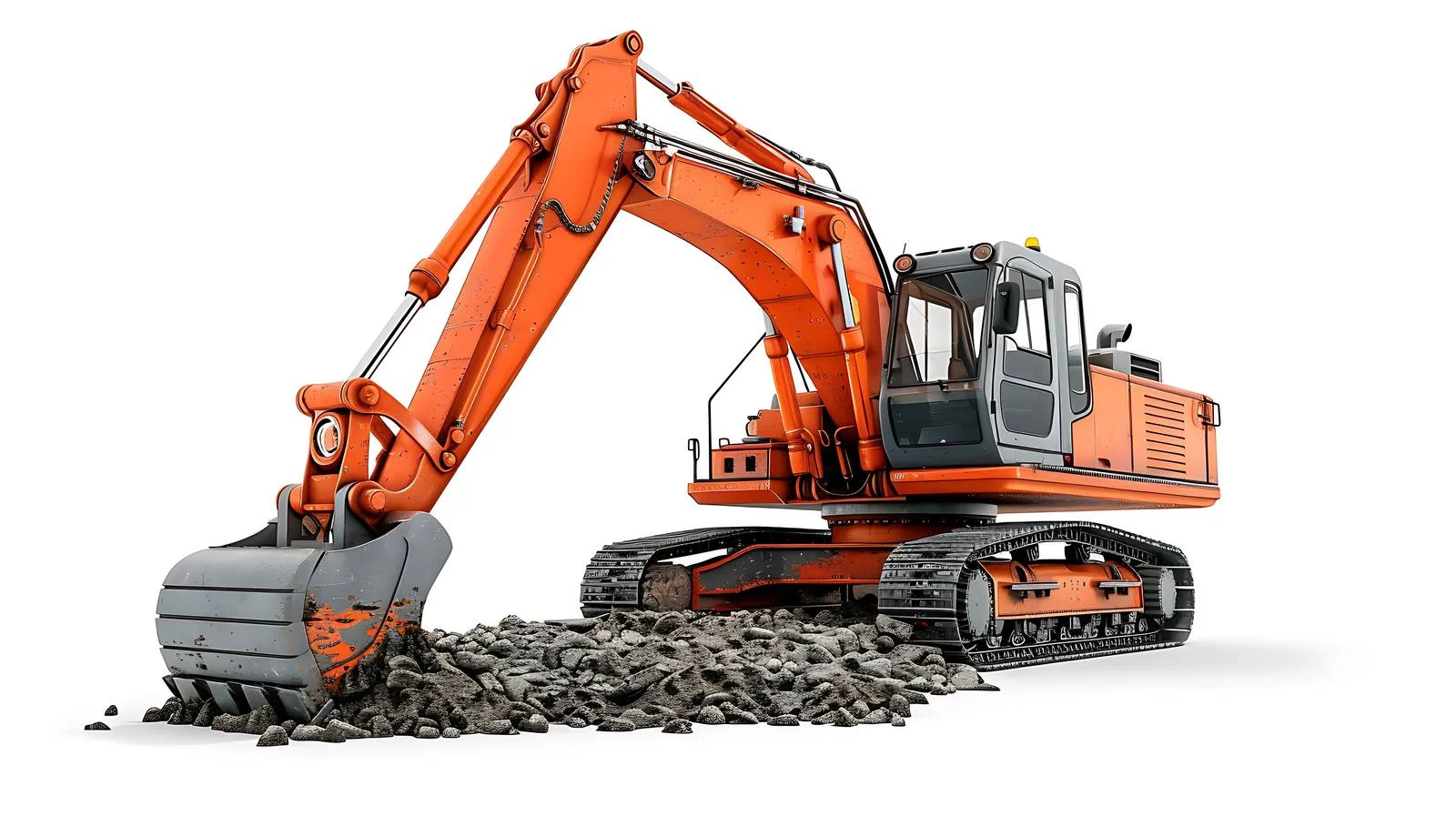 Orange Backhoe on Ground at Sunset — free download from Dotvec