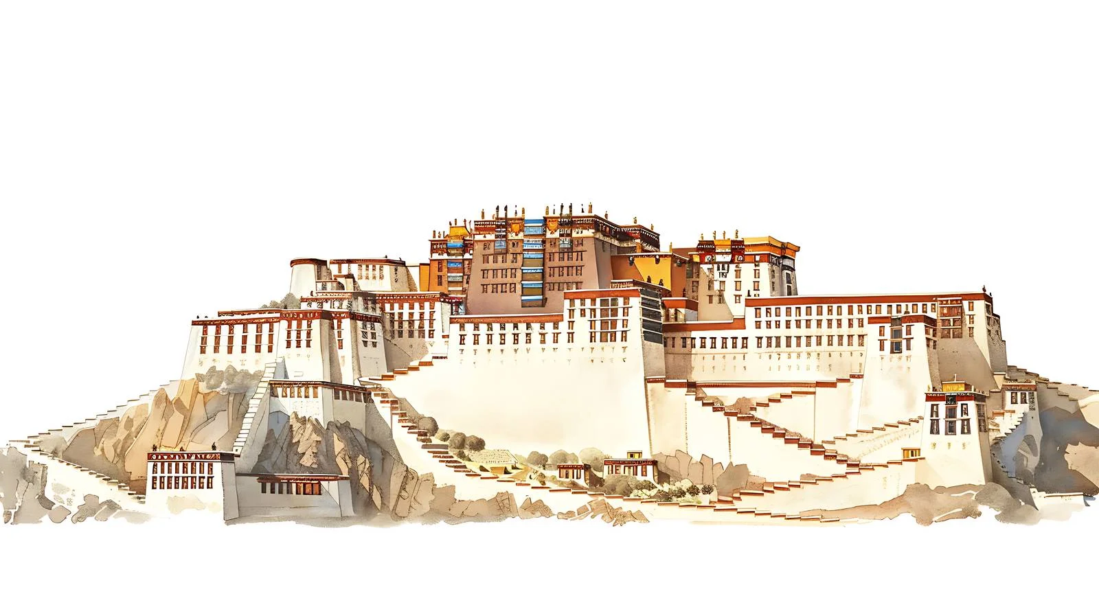 Potala Palace White Background Isolation – free potala image from Dotvec