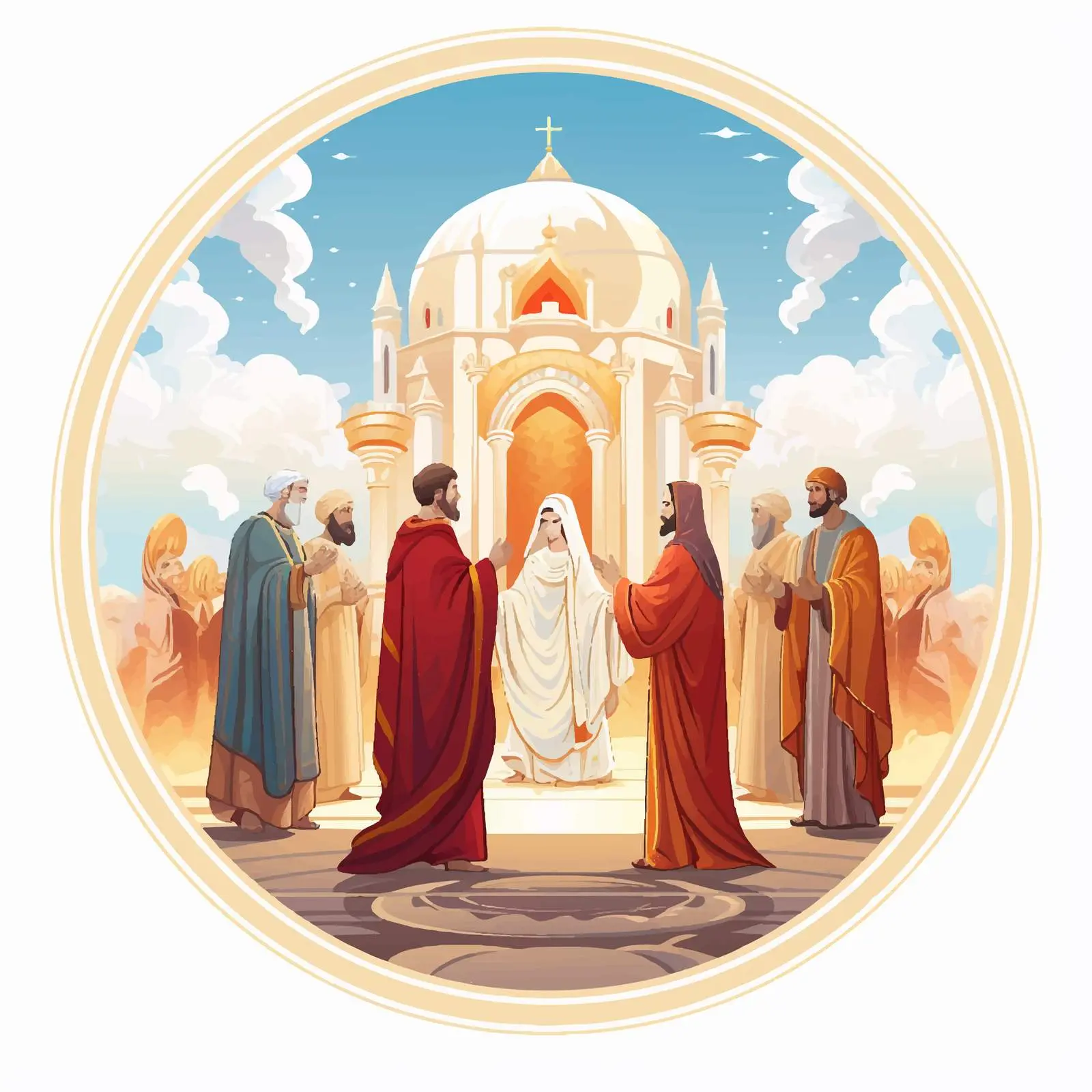 Presentation of Jesus at the Temple Illustration — free download from Dotvec