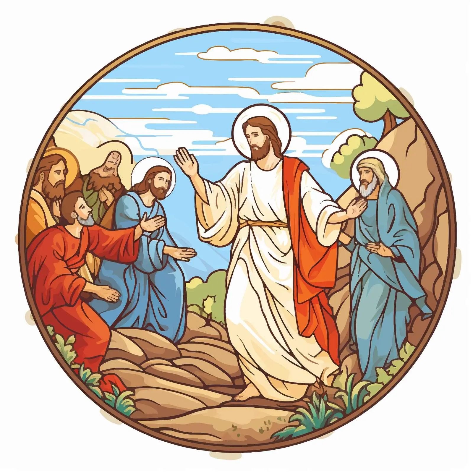 The Raising of Lazarus Byzantine Illustration – free meditative art image from Dotvec