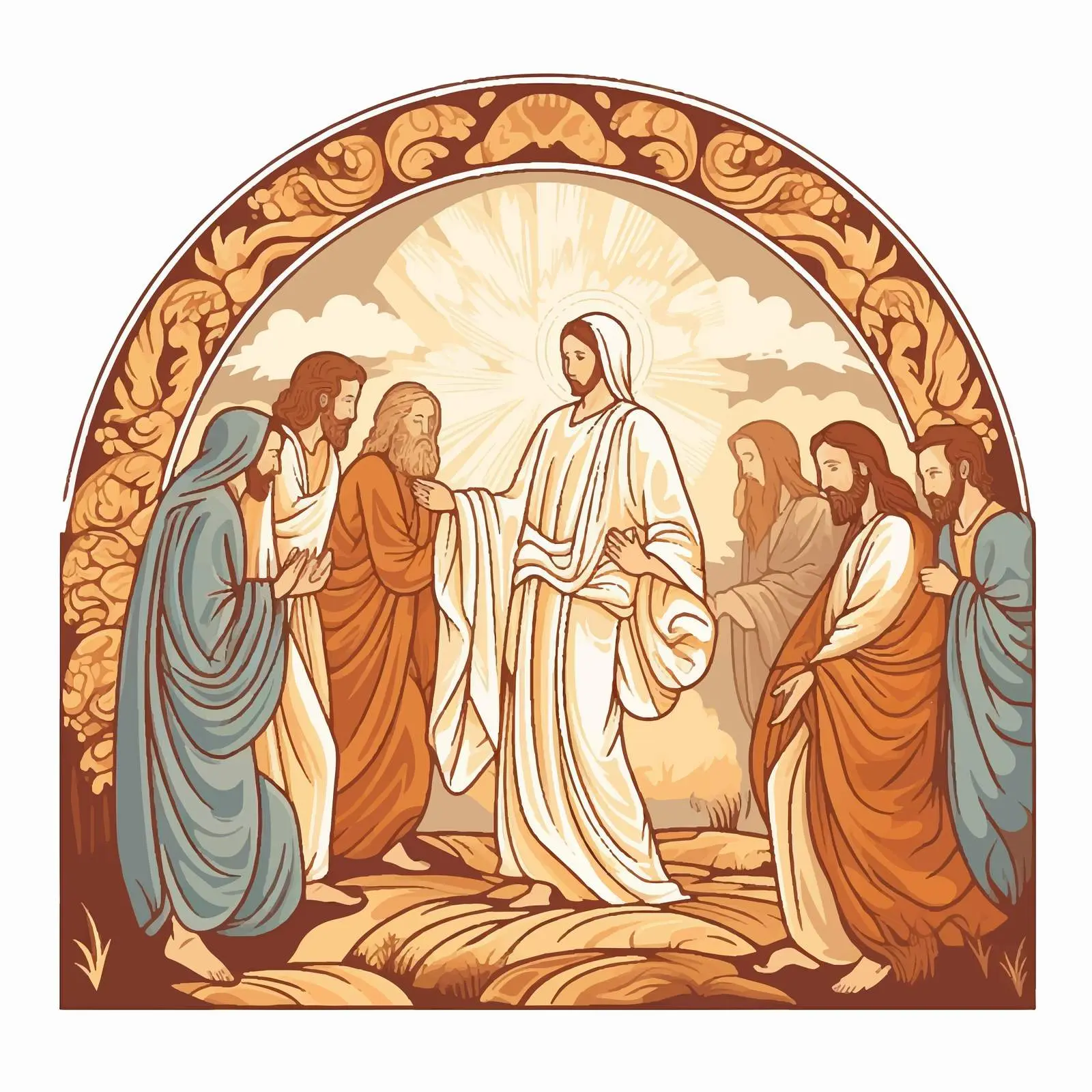 Byzantine Style Illustration of Lazarus' Resurrection — free download from Dotvec