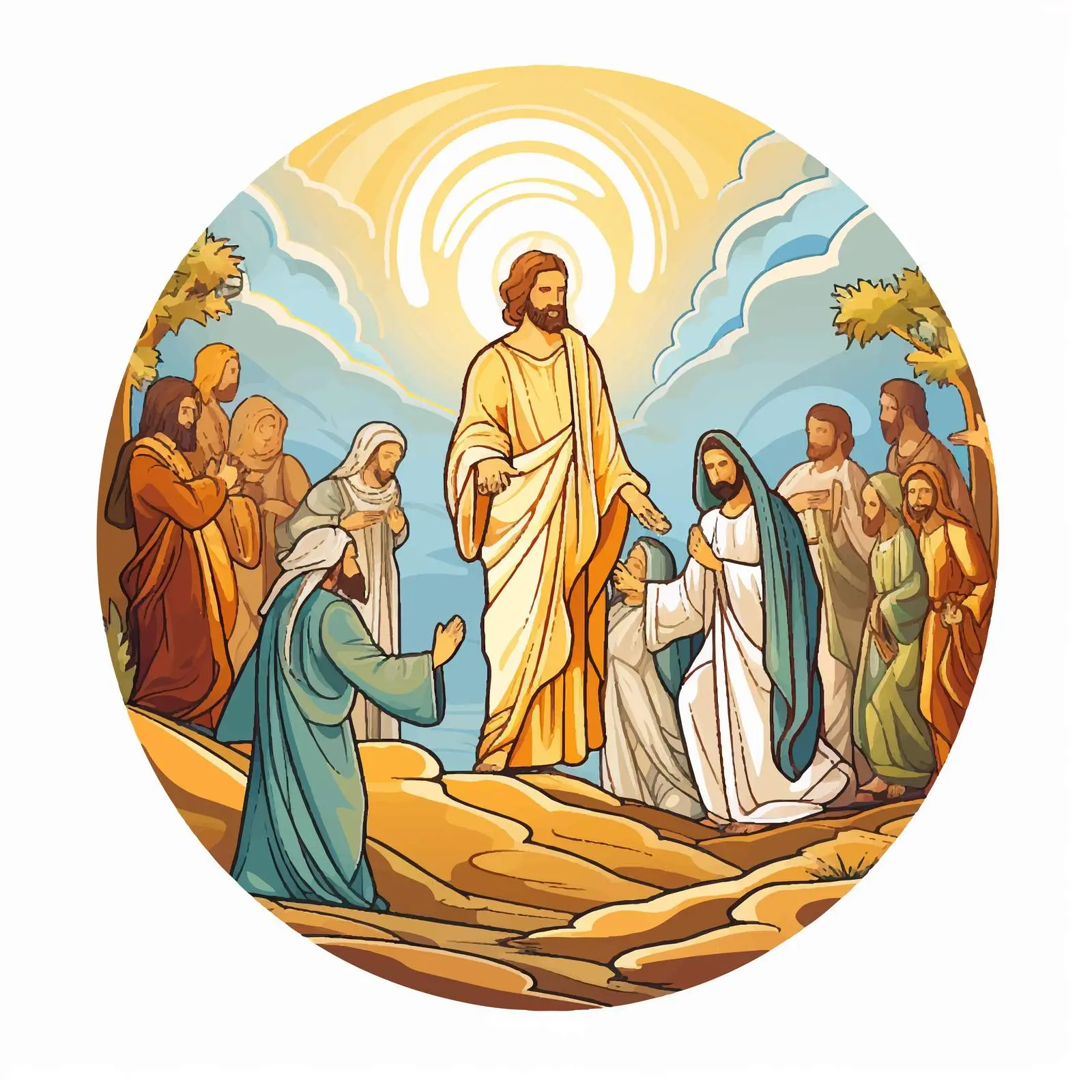 Byzantine Style Illustration of Lazarus Raising — free download from Dotvec