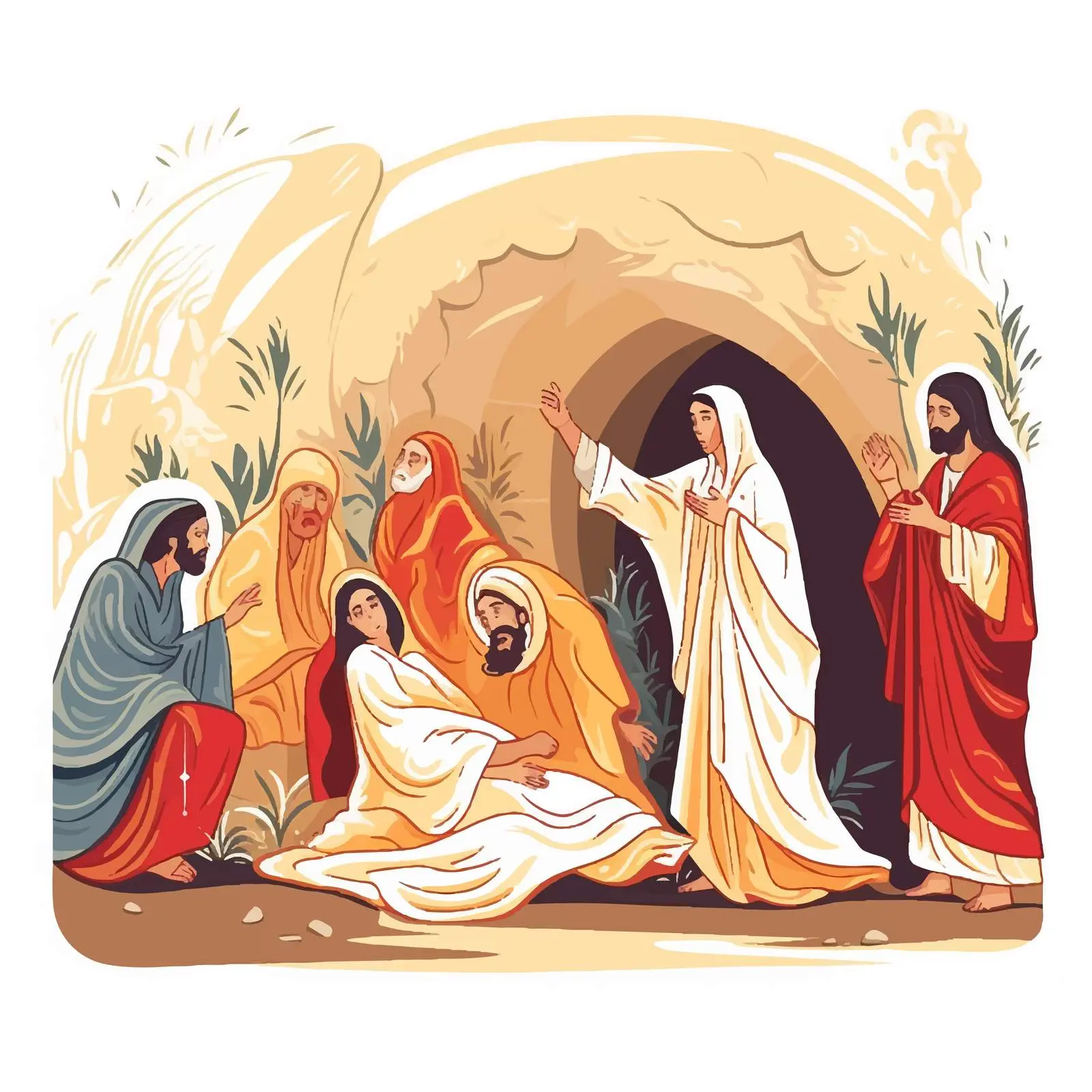 Byzantine Style Illustration of Lazarus' Resurrection — free download from Dotvec