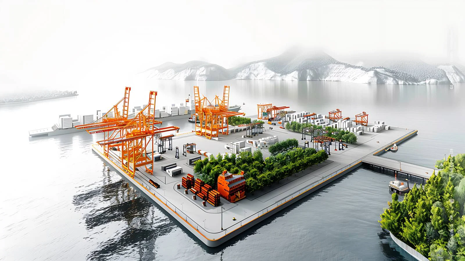 Qianwan Port on White Background Oceanic — free download from Dotvec