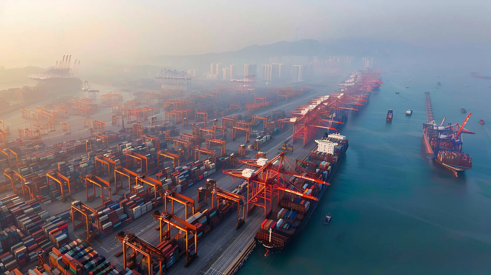 Rising Qianwan Port on White Background — free download from Dotvec