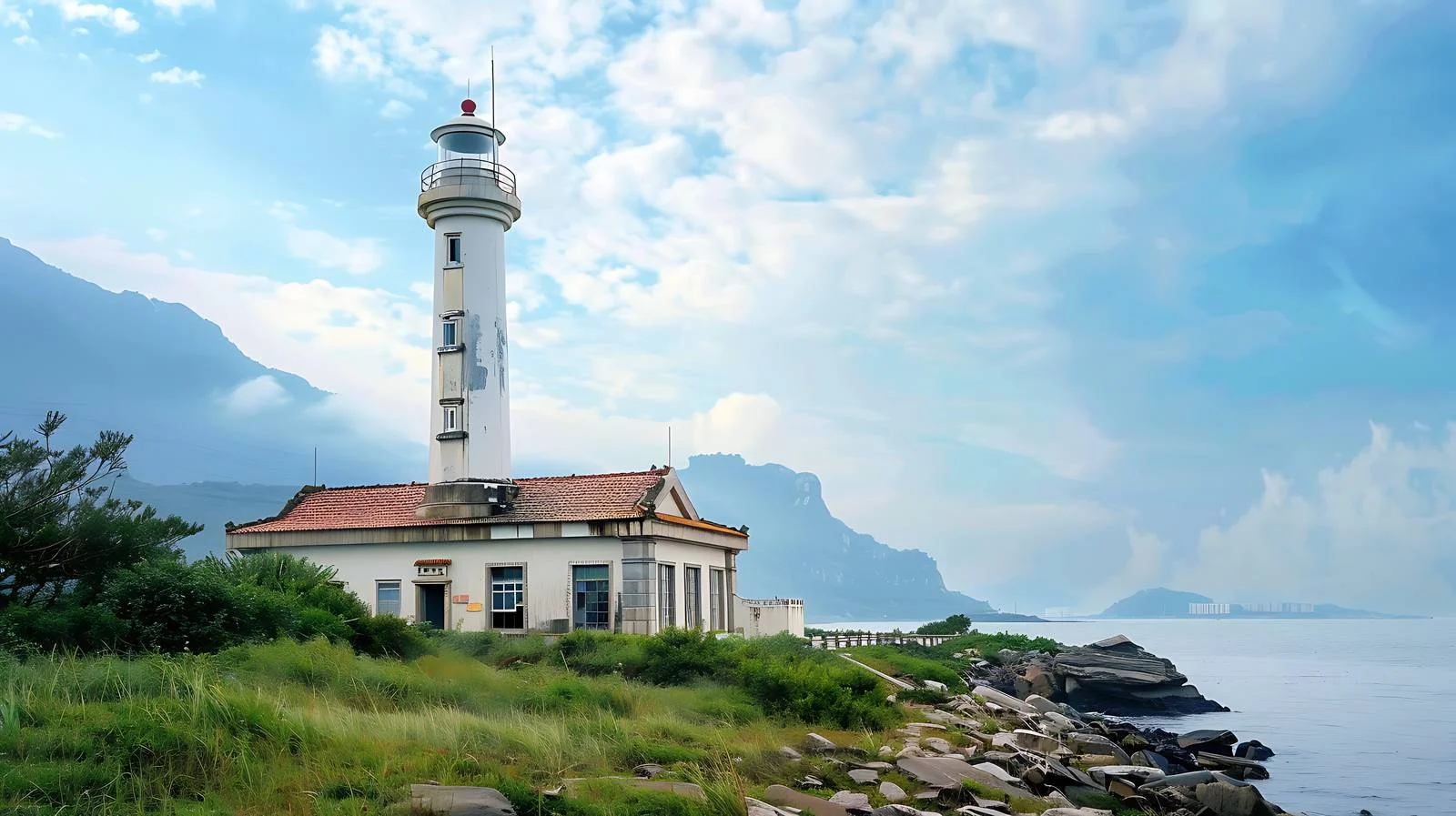 Scenic Rizhao Lighthouse Overlooks Hailong Bay — free download from Dotvec