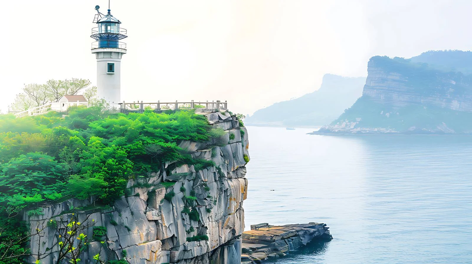 Serene Rizhao Lighthouse Overlooking Hailong Bay — free download from Dotvec
