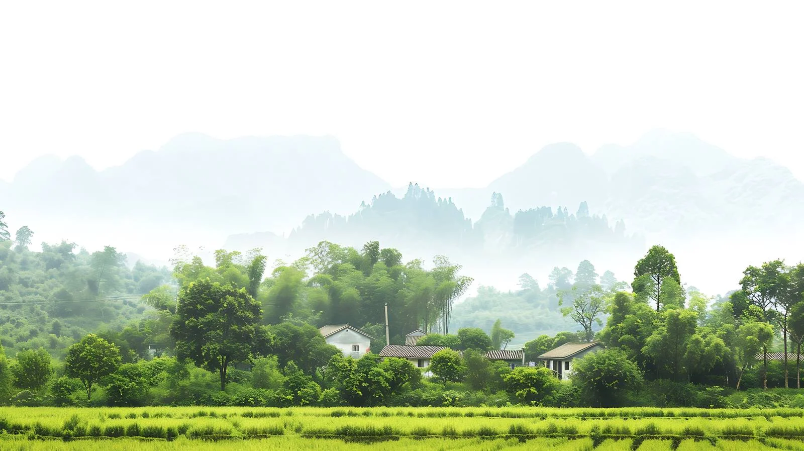 Tranquil South Anhui Landscape with White Background — free download from Dotvec
