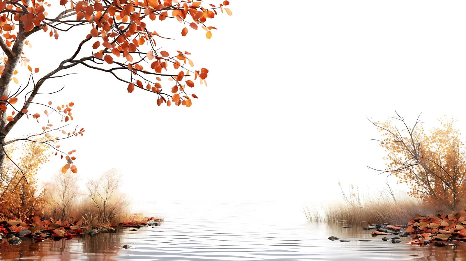 Tranquil Autumn Pond Shoreline Scene — free download from Dotvec