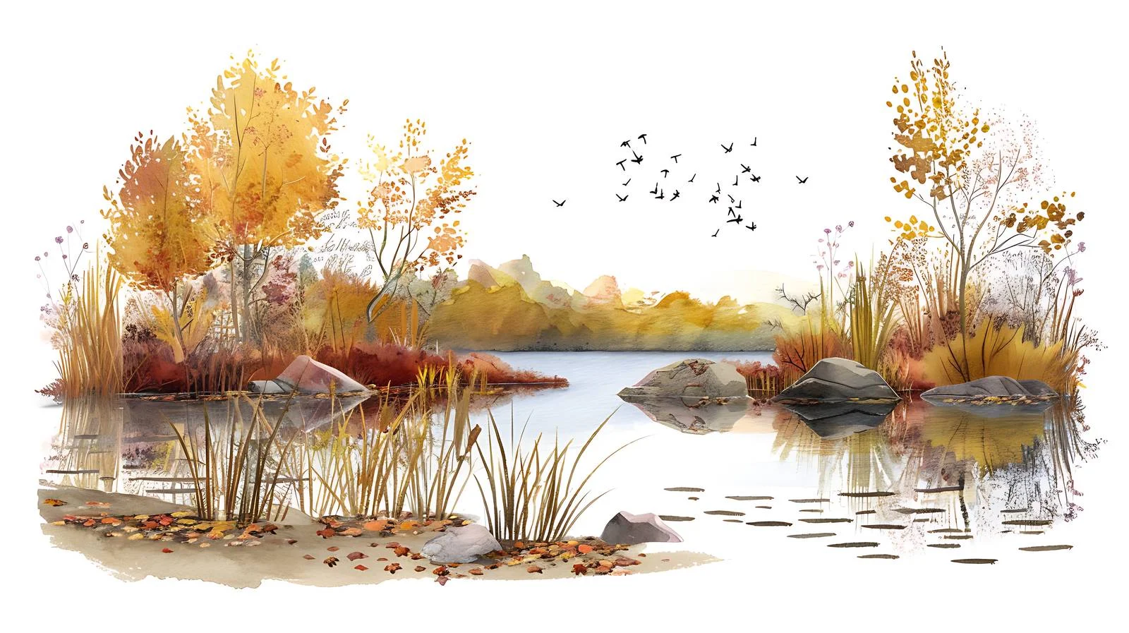 Tranquil Lakeside Scene on Autumn Day — free download from Dotvec