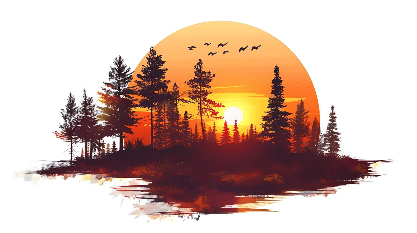 Tranquil Sunset Over Isolated Forest Landscape — free download from Dotvec