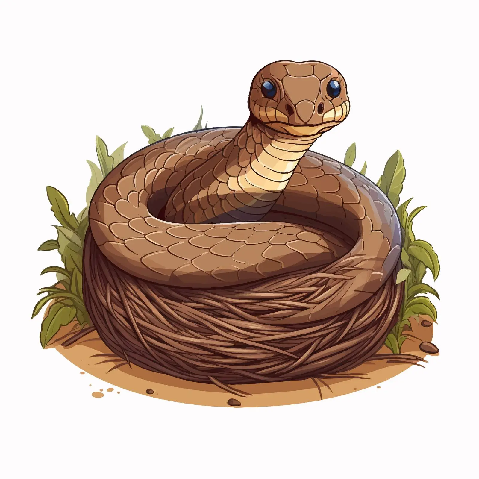 Snake Emerging from Nest Vector Illustration – free serpent image from Dotvec