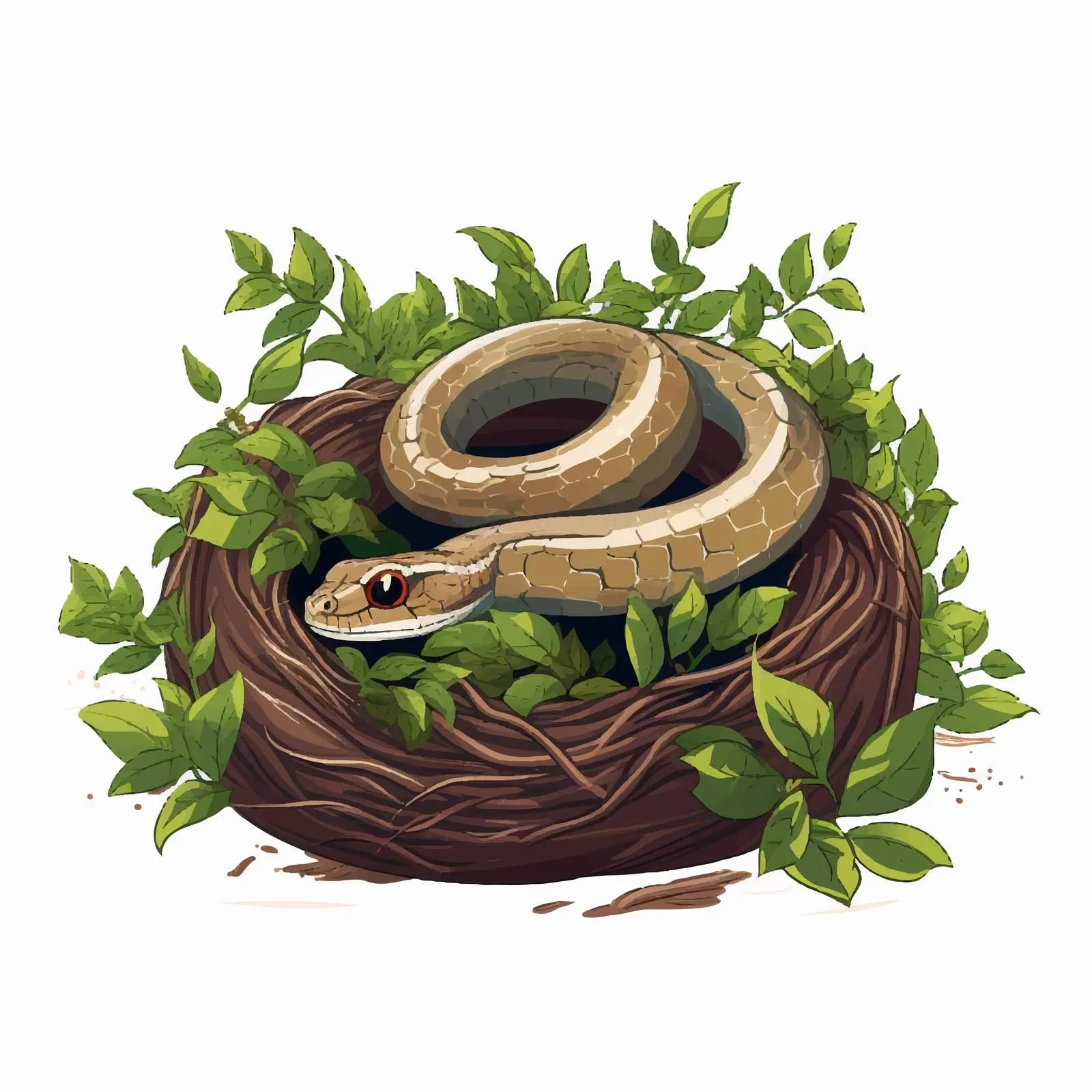 Snake Emerging from Nest Vector Illustration – free serpent image from Dotvec