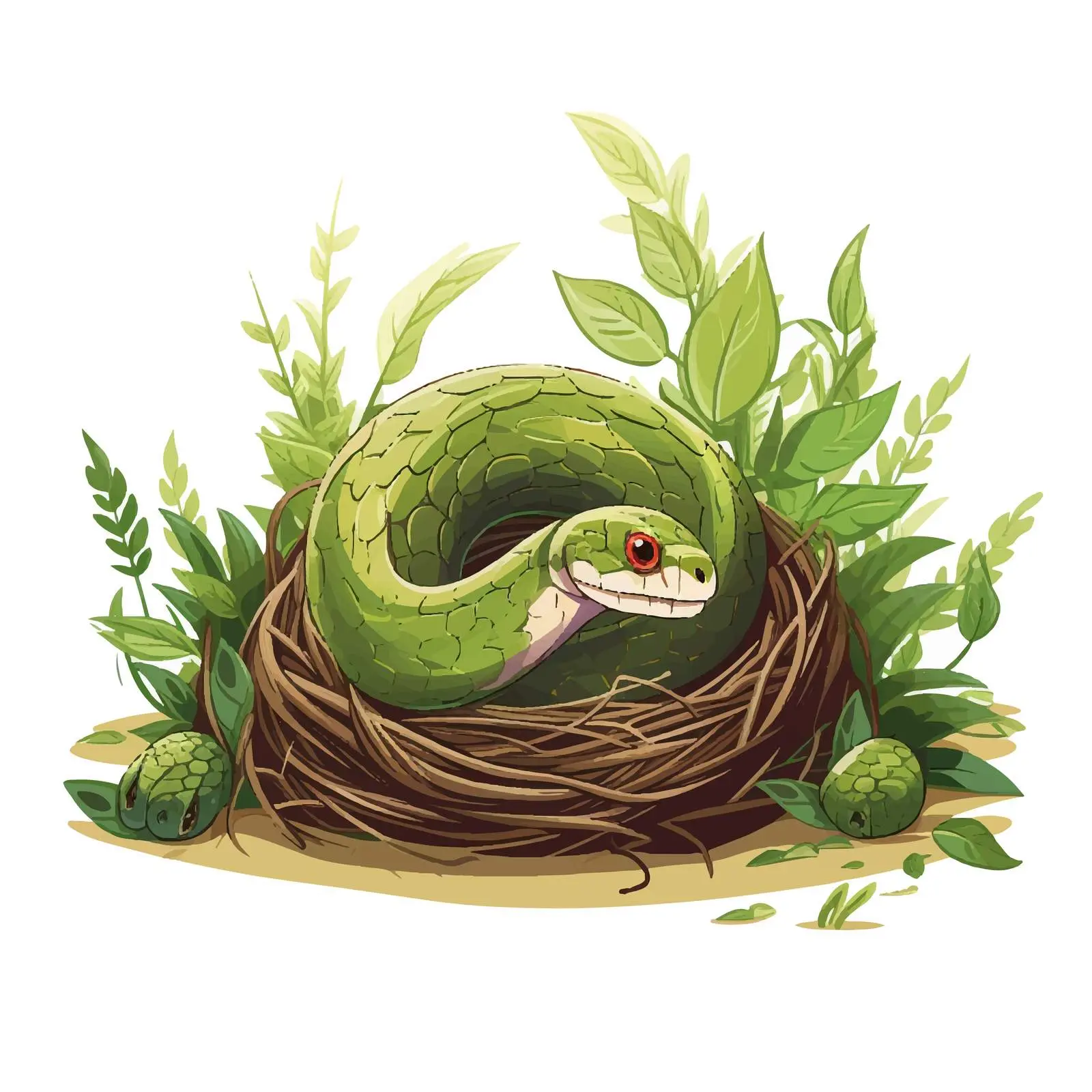 Snake Emerging from Nest Vector Illustration — free download from Dotvec