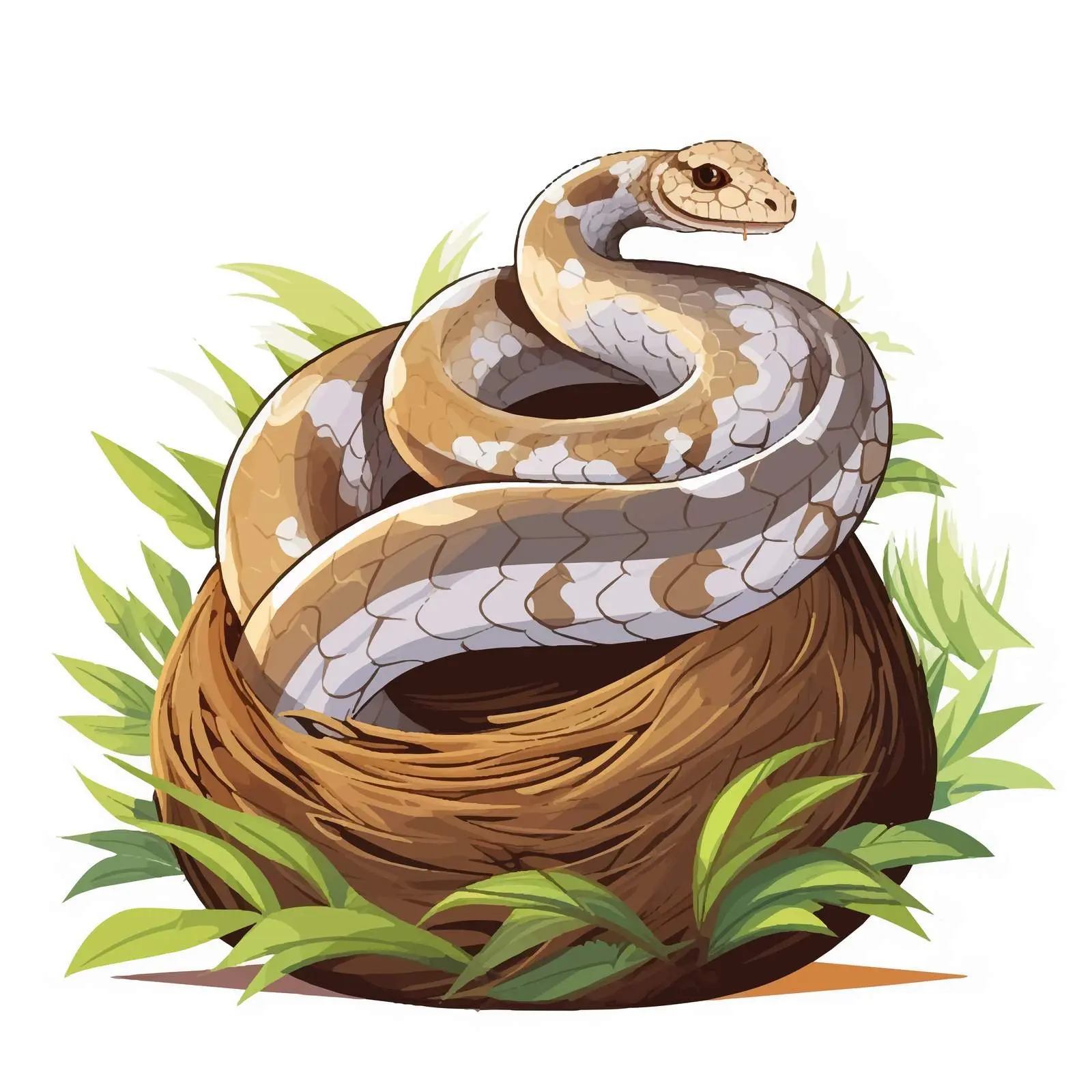 Snake Emerging from Nest Vector Illustration — free download from Dotvec