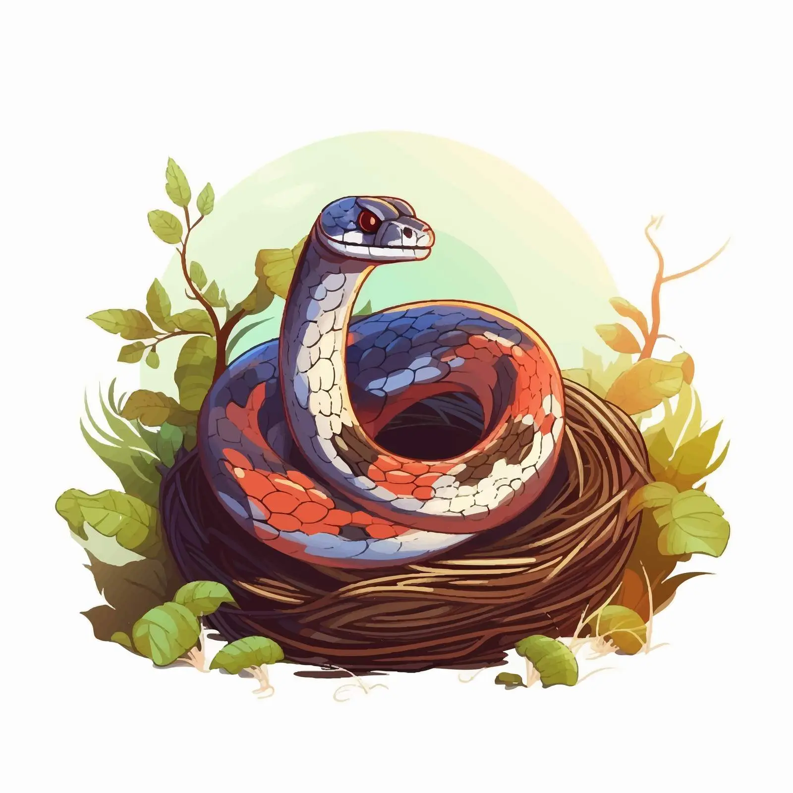 Cartoon Snake Emerging from Nest Vector Illustration – free serpent image from Dotvec