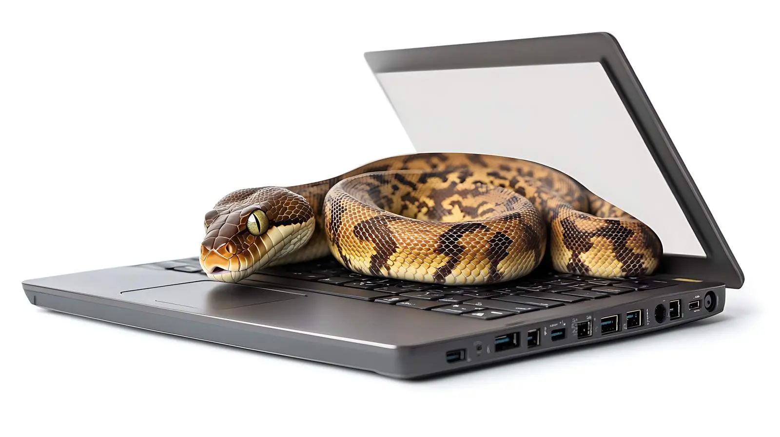 Snake on Laptop Screen Isolated Image – free serpent image from Dotvec