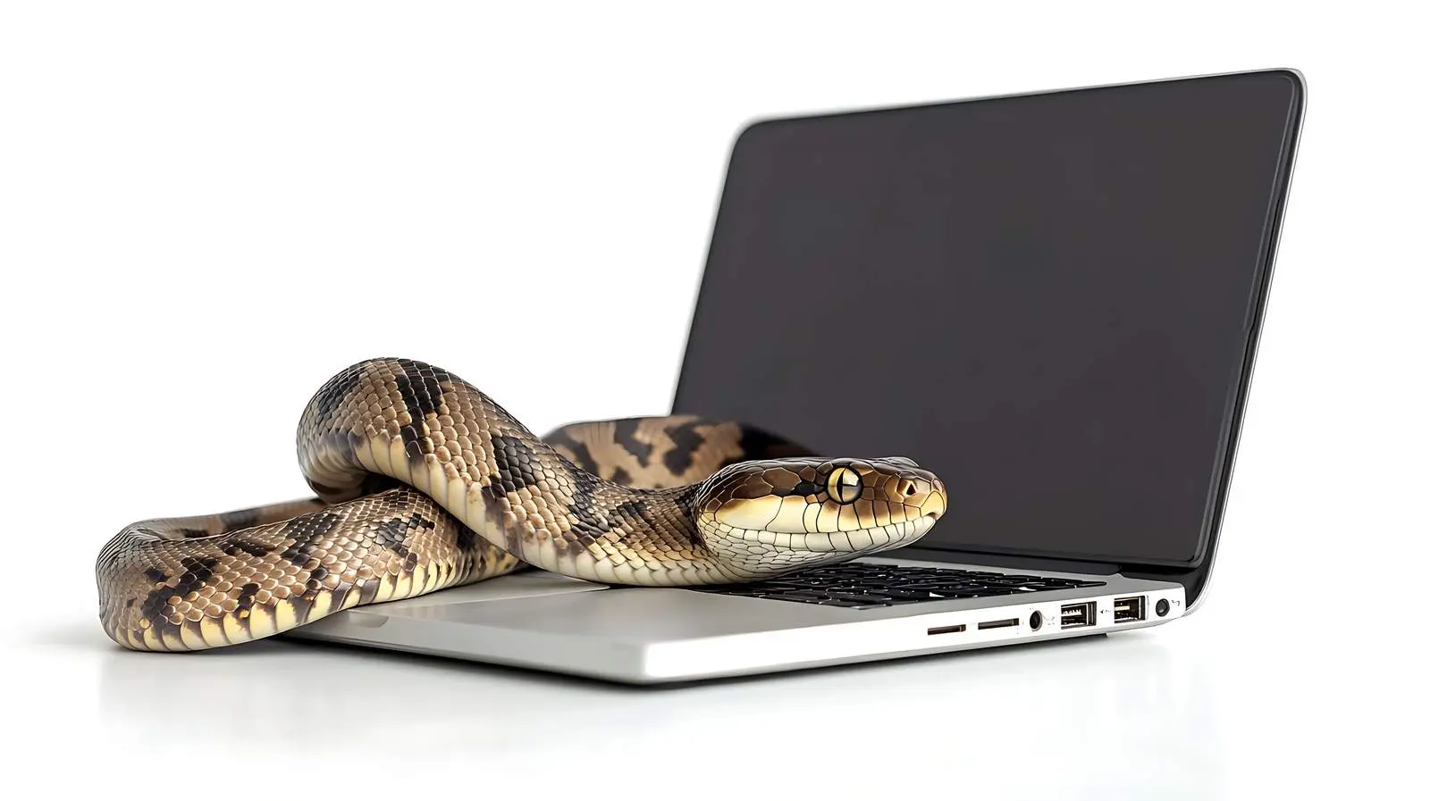 Snake on Laptop Looking at Screen — free download from Dotvec
