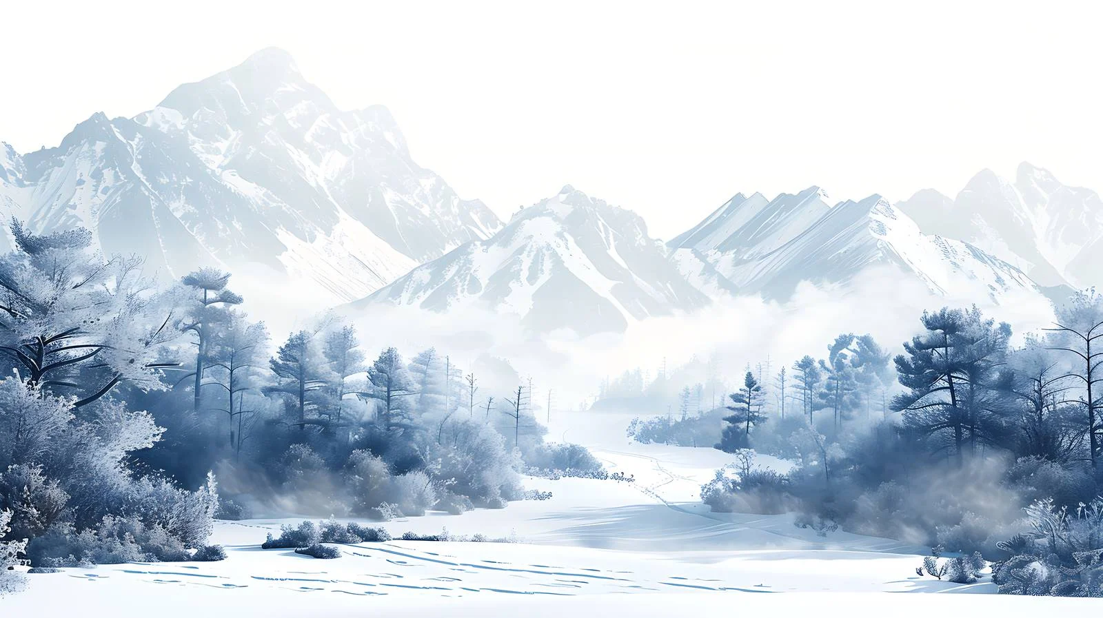 Haizi Mountain's Snowy Landscape in White — free download from Dotvec