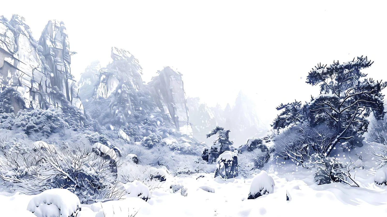 Serene Haizi Mountain Blanketed in Snow — free download from Dotvec