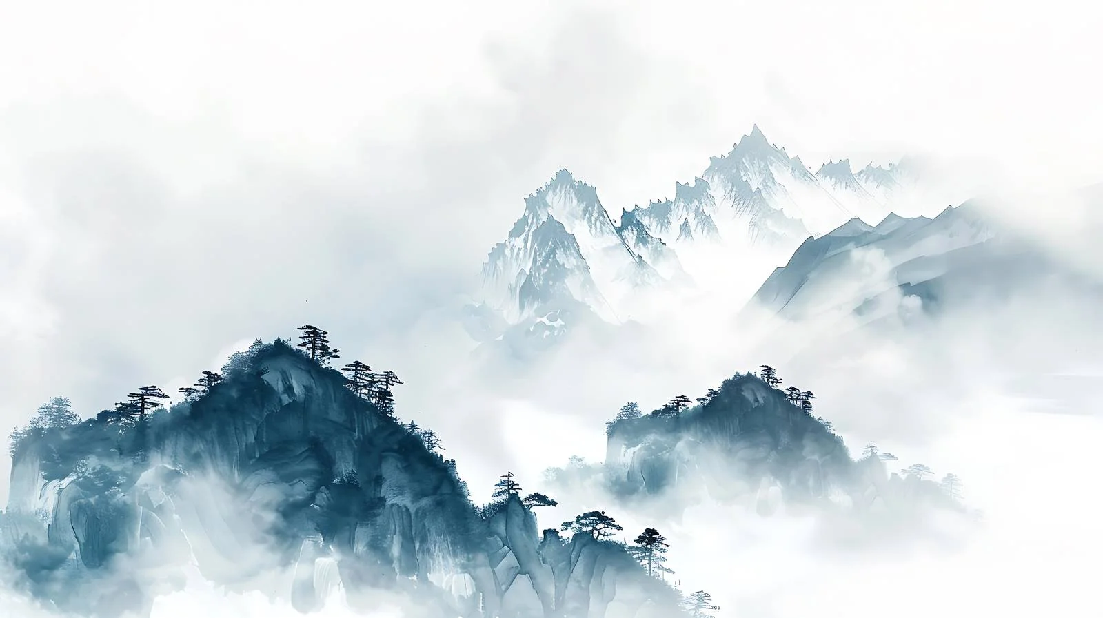 Snowy Haizi Mountain White Scene — free download from Dotvec