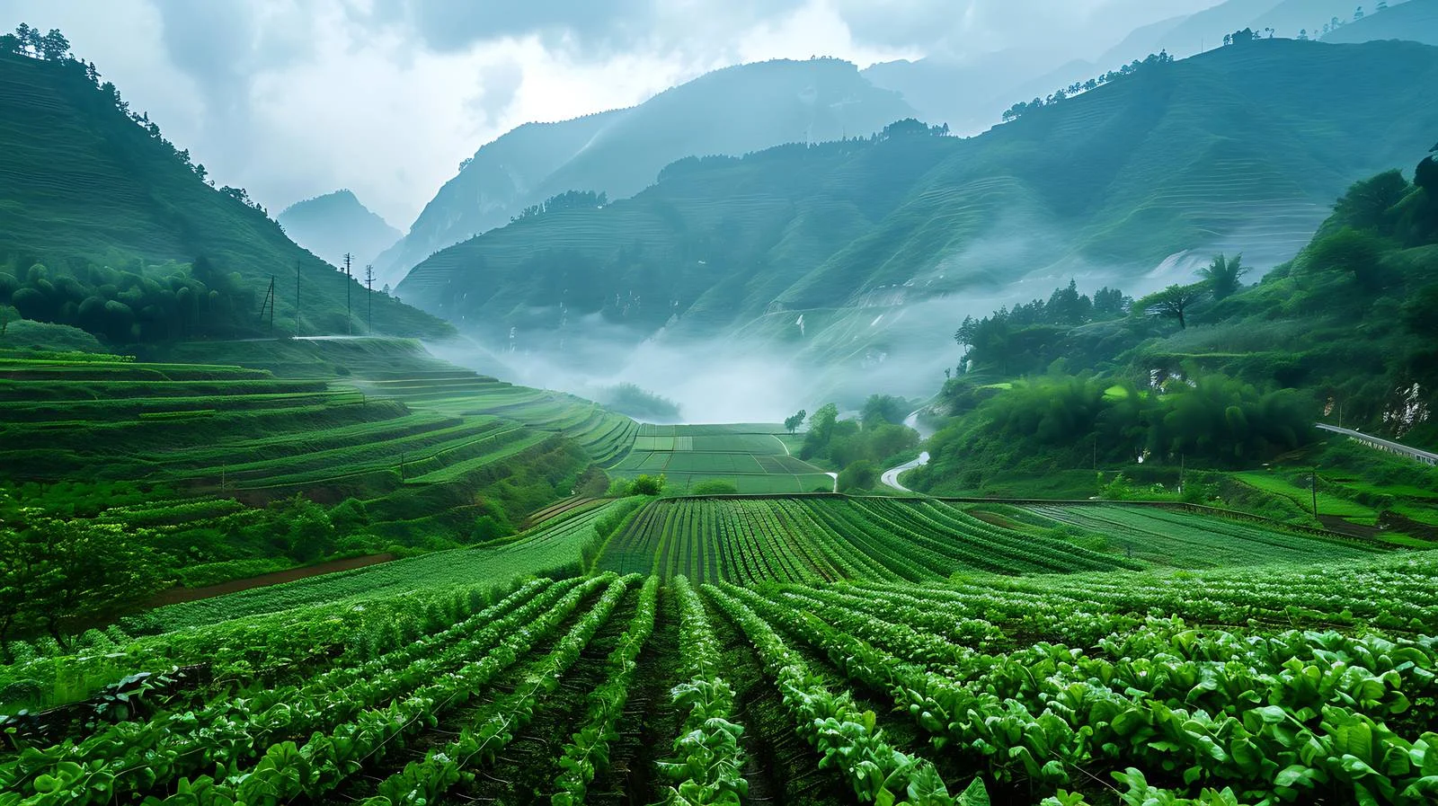 Serene Guilin Dam Vegetable Farm in Tongnan — free download from Dotvec