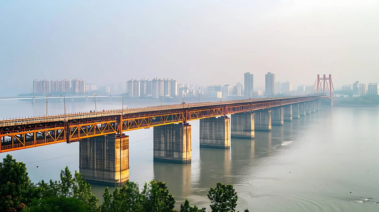 Captivating Wuhan Yangtze River Bridge Scene — free download from Dotvec