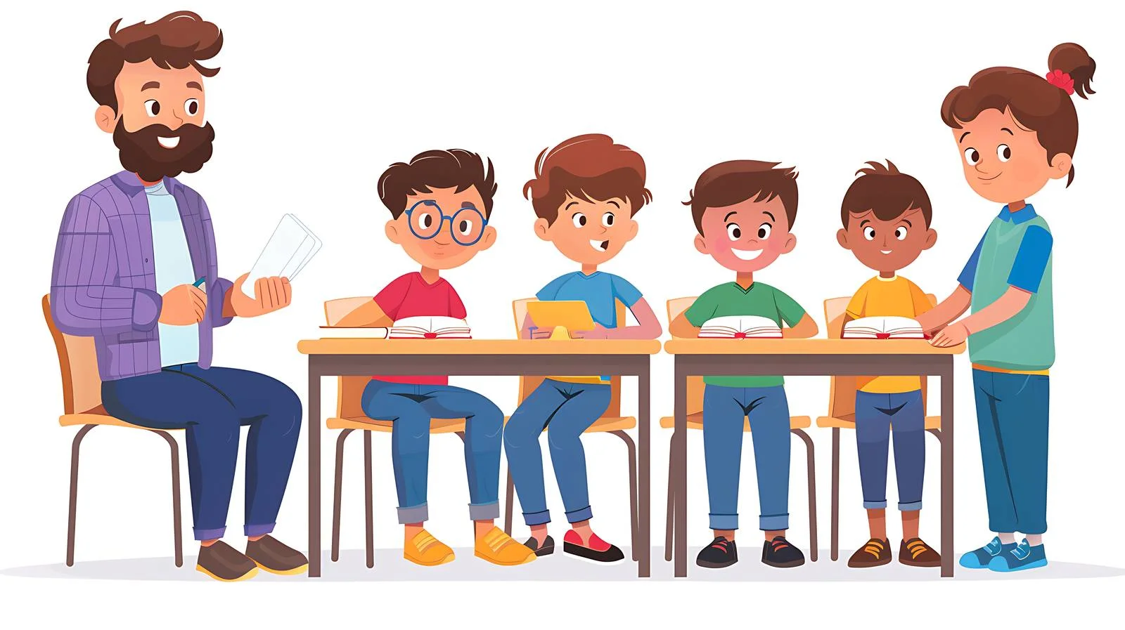 Educator Counsels Students in Classroom Setting — free download from Dotvec