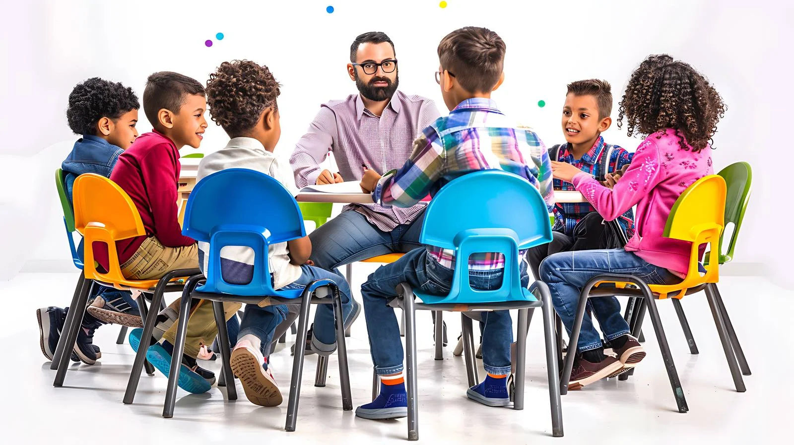 Educator guiding students in classroom setting — free download from Dotvec