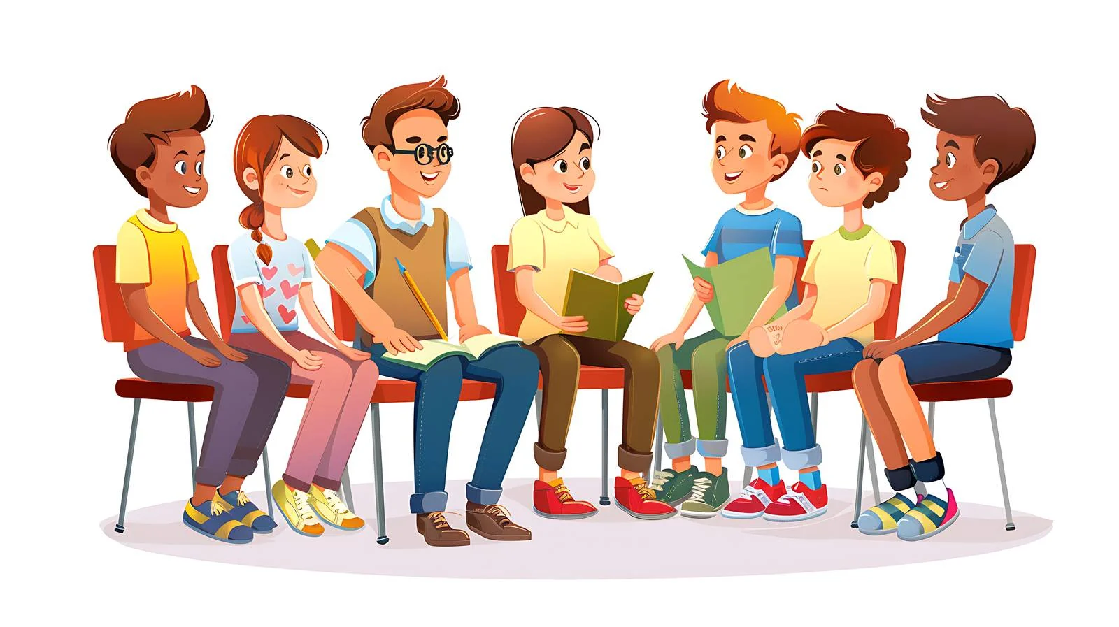 Teacher Counseling Pupils in Classroom — free download from Dotvec