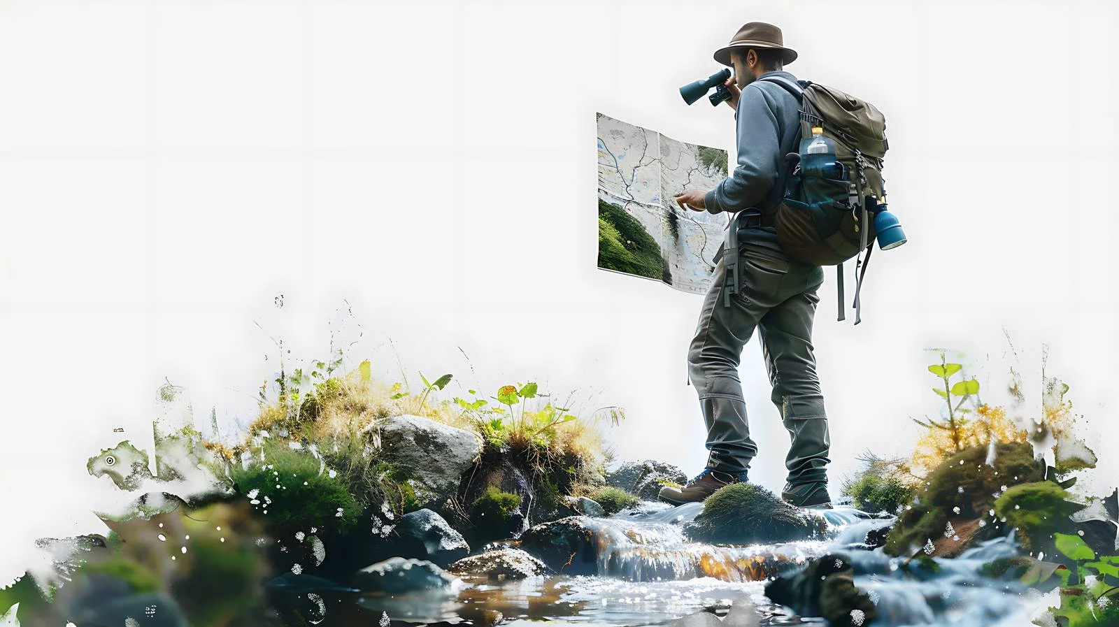 Trekker Studying Map Outdoors — free download from Dotvec