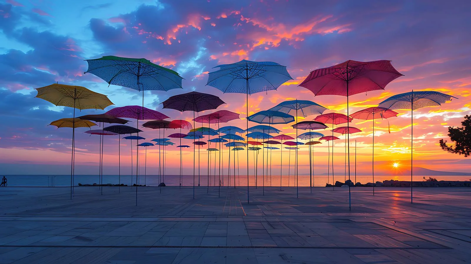 Colorful Umbrella Art Installation — free download from Dotvec