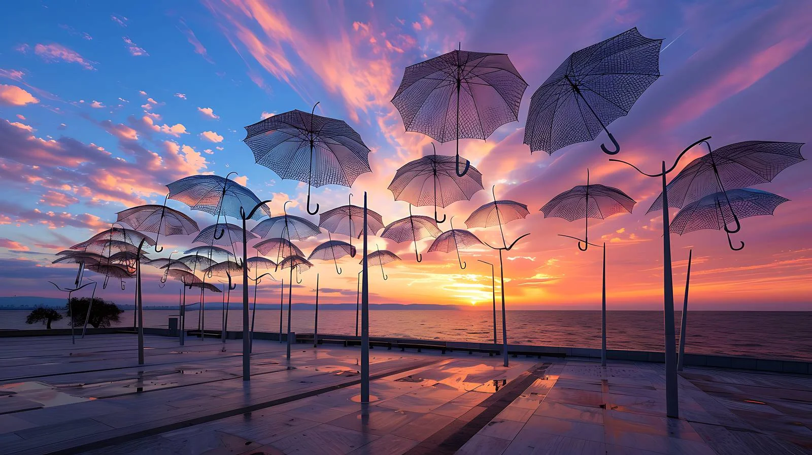 Vibrant Umbrella Art Installation — free download from Dotvec